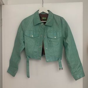 Vintage Mint Green Leather Jacket